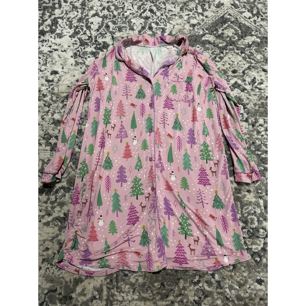 Women's Little Sleepies Bamboo Nightgown Pink Christmas‎ Trees Size Xs